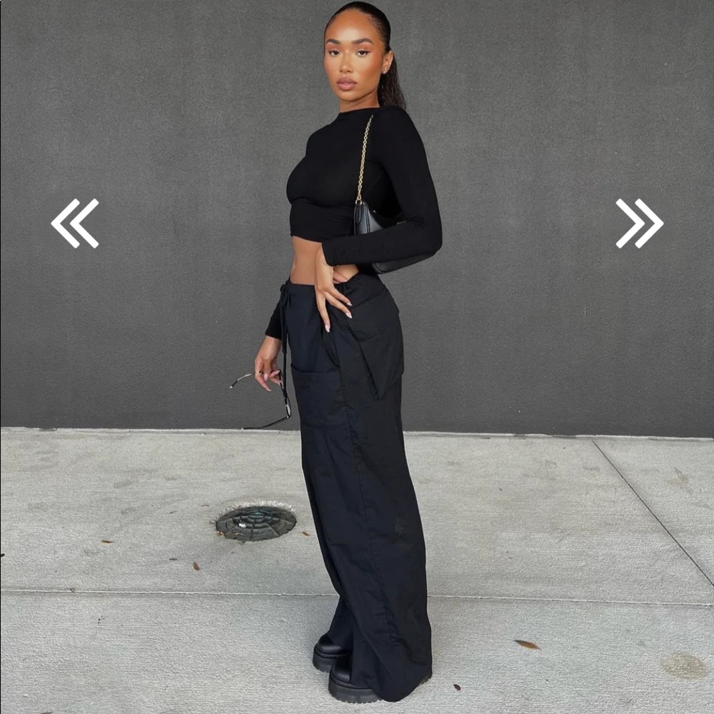 Local European WIDE LEG MULTI POCKET PANT -BLACK XS/S NWT SOLD OUT!